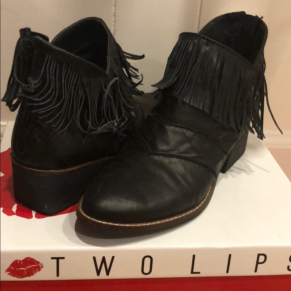 Two Lips Fringe Booties